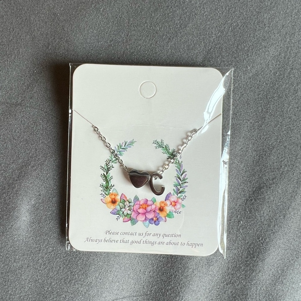 NWOT C Initial Necklace with Heart